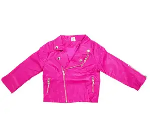 Chaqueta de piel sintética para niña, ropa de calle, abrigos de cuero para niña, prendas de vestir exteriores para niña, logotipo personalizado de rosa para niña