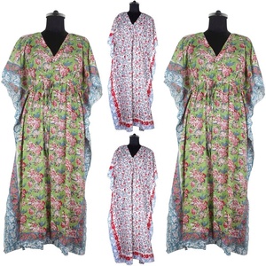 Offre Spéciale mode longue soie Maxi caftan robe de plage à col en V avec taille basse grande taille en coton - Product Image 1