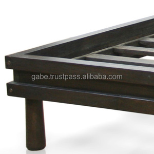 เตียงไม้สักเนื้อแข็งสไตล์โมเดิร์นทำด้วยมือขนาด W 160 D 200 H 102 CM - Product Image 3