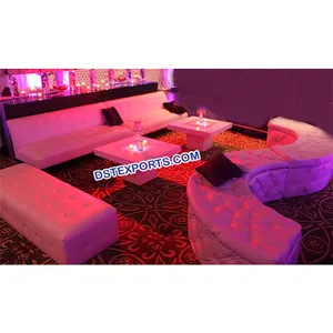 Resepsi Pernikahan Lounge Furniture Putih Kulit Sofa Set Pernikahan India Lounge Furniture