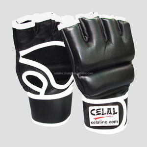 قفازات مصارعة من الجلد الطبيعي مع حشوة رغوية عالية الكثافة وحزام بخطاف وحلقة - Product Image 1