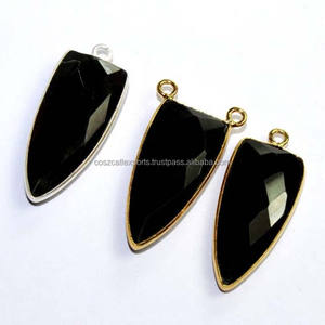 Pierre précieuse Onyx noire, bijou de mode, quartz, bijoux fins, pendentifs et breloques de couleur noire - Product Image 3