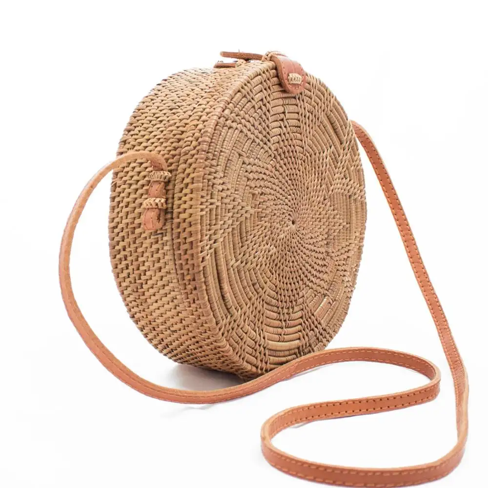 Wholesale round rattan bag Bali beach bag 100% handmade craft Vietnam cheap price
