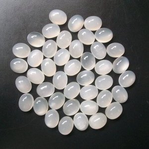 6mm 8mm naturel blanc pierre de lune lisse ovale dos plat calibré lâche Cabochon pierre précieuse du fabricant au prix de gros - Product Image 1