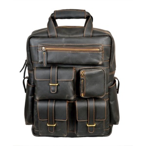 Sac à dos en cuir vintage pour hommes Sac à dos de voyage Unisexe Sac à dos en cuir véritable uni pour hommes et femmes - Product Image 6