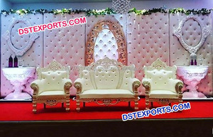 แต่งงานหนัง Tufted โซฟาแต่งงานหนังผนังเวทีดอกไม้งานแต่งงานผนัง - Product Image 5