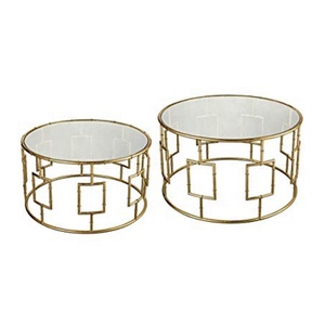 TABLE ronde en verre doré, livraison gratuite, TABLE centrale de café moderne, meilleure vente - Product Image 3