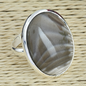 Botswana Agate Oval Shape Gemstone 925 <b>Sterling</b> <b>Silver</b> <b>Ring</b> Jewelry <b>Silver</b> Plated Fashionable <b>Ring</b> for Wedding, Anniversary,Gift - Product Image 3