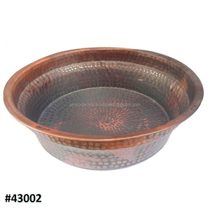 Bol en métal de cuivre Forme ronde Bol en métal Forme ronde Cuivre martelé Pédicure Pied Spa Bol Noir Antique Fini - Product Image 1