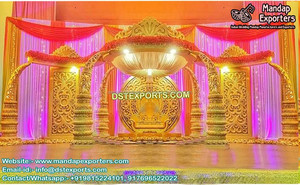 Mandap de fibra dorada para boda, decoración de boda, indio, dorado, nuevo diseño - Product Image 4
