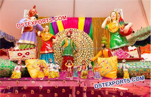 Cultura Punjabi Sardar & Sardarni Estatua de fibra de vidrio Decoración de entrada tradicional Color y tamaño personalizados Decoración de eventos de boda - Product Image 2