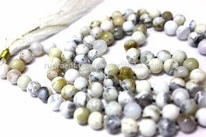 Collar de cuentas de artista indio hecho a mano con ágata dendrítica, cuentas Mala de 8mm, borla anudada para regalos, fiestas, Budismo inspirado - Product Image 3