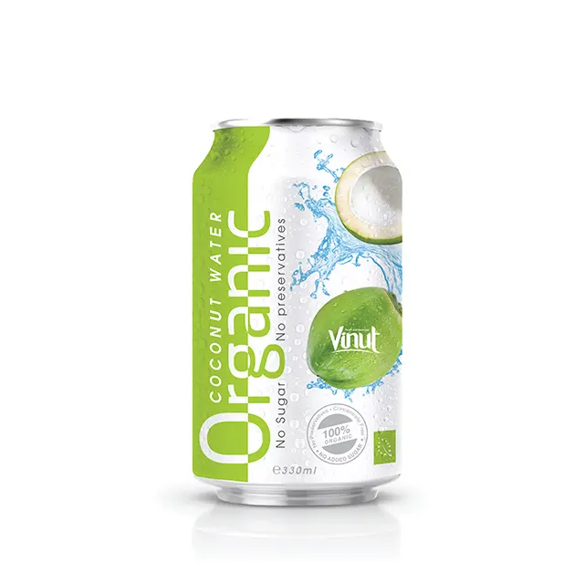 High Quality 330ml Canned Organic Coconut Water - no Sugar & preservative Organic Certification