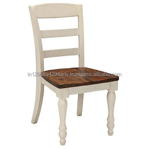 Chaise de salle à manger en bois de chêne massif à finition bicolore au design antique pour la maison, le restaurant ou le café. - Product Image 1