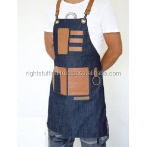 Tablier pour coiffeur en tissu lin avec bretelles croisées, nouvelle conception - Product Image 1