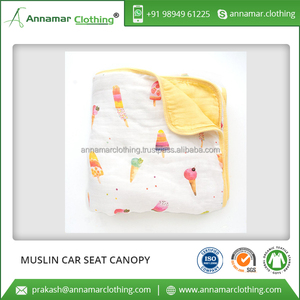 Wholesale Price 100% Organic Cotton Muslin Baby Car Seat Canopy Cover Manufacturer India - Product Image 6