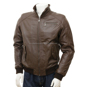 Veste bomber en cuir d'agneau ISONZ pour homme, tendance et très vendue - Product Image 1