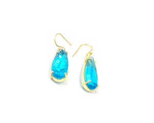 925 Sterling Silver <b>Blue</b> <b>Topaz</b> Quartz Gemstone 18K Gold Plated Trendy Handmade Fashion Hoop <b>Earring</b> Set for Jewelry Making - Product Image 3