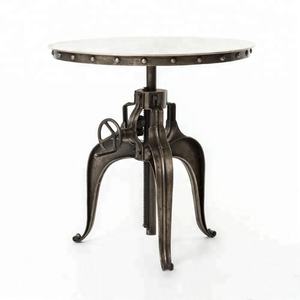 โต๊ะหมุนแนวอุตสาหกรรมสไตล์ยุโรปย้อนยุคพร้อมด้านบนโลหะยึดตรึงและปรับความสูงได้โต๊ะรับประทานอาหาร - Product Image 1