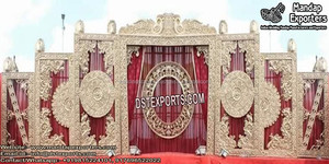 แผงมงกุฏเวทีงานแต่งงานของราชวงศ์,การตกแต่งเวทีหลังกรอบของวอลม่ามุสลิมแผงสีทองสำหรับงานแต่งงานที่ดูสวยงาม - Product Image 5