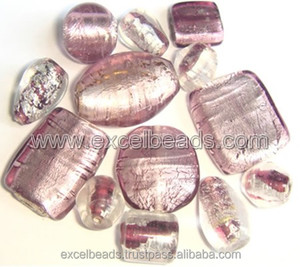 Multi-Size and Shape Silver Foil Glass <b>Beads</b> in <b>Blue</b> From Excel Exports-Manufacturer of <b>Beads</b> - Product Image 6