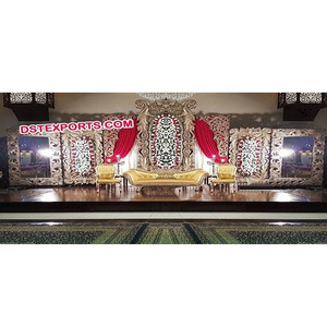 Rectangular Wedding Stage Backdrop Frame Wedding Square Fiber Grand Backdrop Panels Designer Wedding Golden Backdrop Panels - Product Image 1