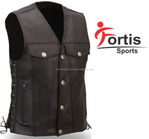 High quality brown leather <b>waistcoat</b> for men - Product Image 1