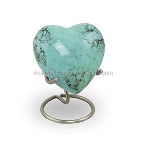 Urne en forme de coeur souvenir de crémation bleu marbré - Product Image 1