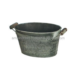 Jardinière en métal Jardinière en forme d'antiquité Jardinière en métal décorative pour la maison Pot de fleur traditionnel fini rouge foncé - Product Image 3