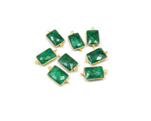 Gold Plated Multi-Gemstone Birthstone Bezel Boho Connector with Emerald Dyed <b>Wire</b> Wrapped Statement Jewelry Findings Components - Product Image 2