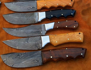 Bushcraft-mango de hueso para cuchillo Skinner de caza de Damasco (ZR257) - Product Image 1