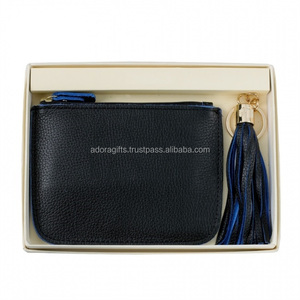 Conjunto de regalo corporativo de cuero genuino de moda para mujer-Logotipo personalizable de color azul - Product Image 1