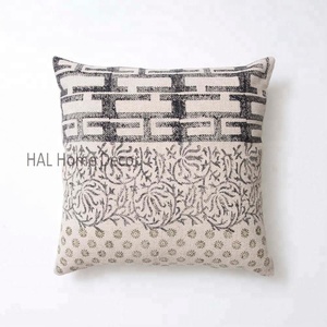 Indian Block Printed Decorative Throw <b>Pillow</b> Covers, Handmade Couch Back <b>Support</b> Cushion Cover - Product Image 1