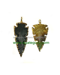 Colgante de punta de flecha de ágata jaspe electrochapado Tottaly hecho a mano - Product Image 1