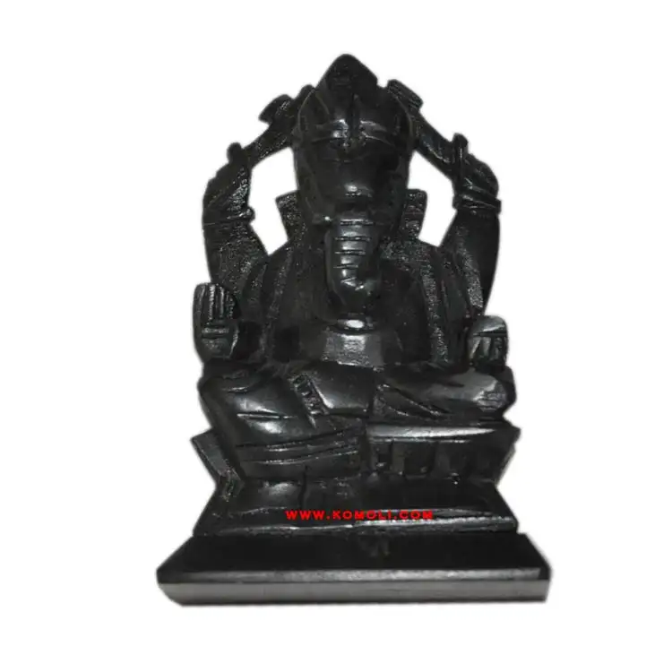 Statue Ganesha en pierre noire, 1 pièce, statue en portique