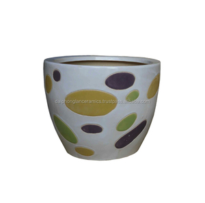 Macetas de cerámica esmaltadas vietnamitas modernas, Kit de macetas de arcilla alta para decoración interior del hogar y el jardín, suelo, centro comercial, plantación - Product Image 2