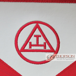 Maçonnique Regalia Royal Arch Officier Tablier Brodé Scribe Patch Cuir Coton Ruban Tissu Point De Croix Couture - Product Image 4