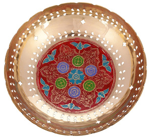 ชามหัตถกรรมทองเหลืองพร้อมสีสัน Meena Handcrafted ขายดีที่สุดขวดดีไซน์ใหม่อินเทรนด์ตกแต่งโชว์รูมแสดงเถ้า Urn - Product Image 1