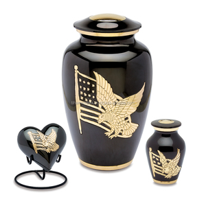 American Pride Urne funéraire en métal de crémation de couleur noire pour cendres Urnes funéraires commémoratives pour adultes au design exclusif - Product Image 2