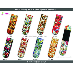 Kit de pinzas de extensión de pestañas florales personalizadas de 2 piezas, pinzas cuadradas de plástico, bolsa con etiqueta privada - Product Image 4