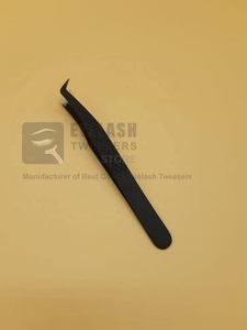 Pince à épiler japonaise en acier inoxydable noire mate avec logo personnalisé, pointe pointue, durable, vente en gros - Product Image 3