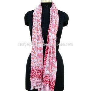 Venta al por mayor directa ecológica de lujo de bloque indio impreso algodón orgánico hecho a mano Jaipur Long Beach Cover Ups bufanda Sarong Pareo - Product Image 2