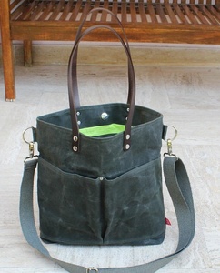 Sac fourre-tout en toile avec bandoulière en cuir à fermeture à pression magnétique entièrement doublé de coton simplement minimaliste HO-0149 - Product Image 4