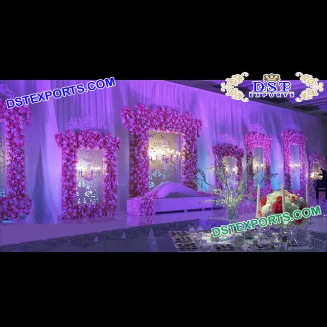 Western Wedding Stage Floral Backdrop Frames Modern Wedding Stage Flower Stage Flowers Backdrops for Marriage Ceremony