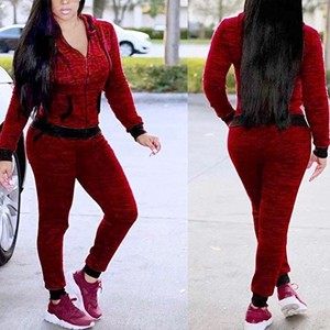 2Pcs Womens Hoodies Sport Tops Pants Tracksuit Sweatshirt Sweat Suit Jogging Set (M, Black) - Product Image 3