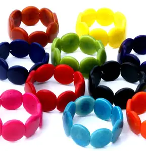 Handcrafted Tagua <b>Beaded</b> <b>Bracelets</b> From Ecuador Colored Jewelry and Crafts in Wood and Stainless Steel for Gifts - Product Image 1