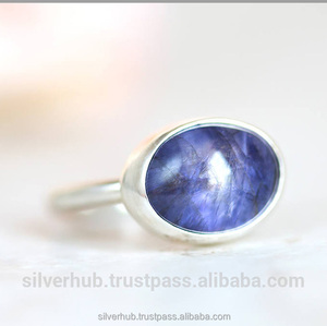 Elegant Unisex <b>925</b> Sterling <b>Silver</b> <b>Ring</b> With Natural Blue Sodalite Gemstone Handmade Jewelry in Bezel Setting Oval Shape <b>Ring</b> - Product Image 2