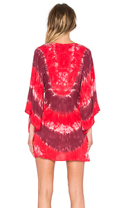 Caftán corto de verano de diseñador hecho a mano para mujer, rayón Tie Dye - Product Image 3
