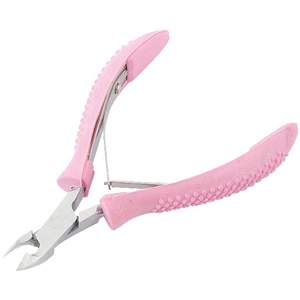 Pinzas para cutículas con mango de plástico rosa al por mayor cortaúñas de acero afilado cortaúñas removedor de piel muerta para el cuidado personal logotipo láser - Product Image 1