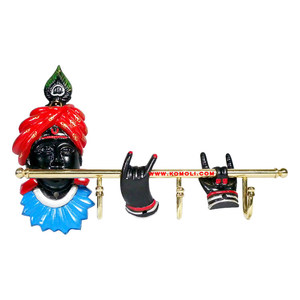 Nghệ thuật <span class=keywords><strong>krishna</strong></span> Brass Key chủ trang trí treo tường móc chìa khóa cho nhà, món quà tinh thần & truyền thống Ấn Độ trang trí nội thất - Product Image 3